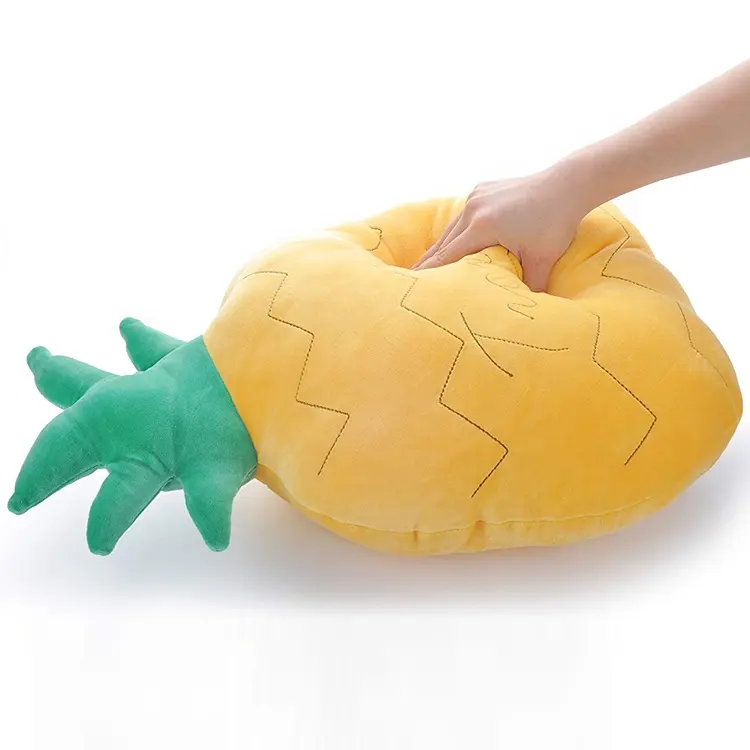 Custom super soft spandex plush material fruit shape pillow toy Stuffed yellow pineapple pillow