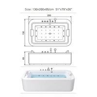 Bañera de Hidromasaje Acrílica con Esquinas Redondeadas, Grifos para Spa, Hidroterapia para el Hogar, 150x75x58cm, Proyecto para Apartamentos