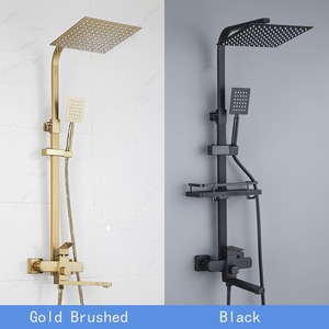 Adjustable Rain Shower Set Brushed Gold 25Cm Extended Nozzle Bathroom Toilet Pressurized Dual Control Cooling Heating - Product Image 2