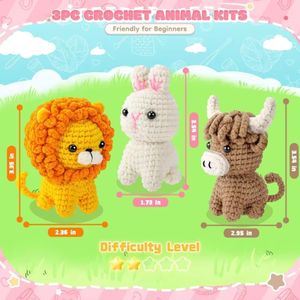 Cadeaux faits main pour les amateurs de crochet : Kit DIY Dinosaure Animal avec Tutoriel Vidéo – <span class=keywords><strong>Porte</strong></span>-clés Mignon en Crochet pour Débutants et Débutants en Tricot – Dessin Animé Doux pour la Remise de Diplôme - Product Image 5