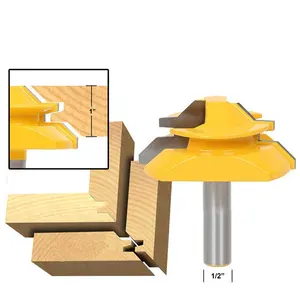 45 Degree 1/2" Shank Round Router Bit Set Mortise Tenon Cutter Woodworking Milling Cutter