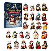 Nouveauté : Calendrier de l'Avent Pingouin avec pendentifs en acrylique et boîte surprise pour le compte à rebours de Noël
