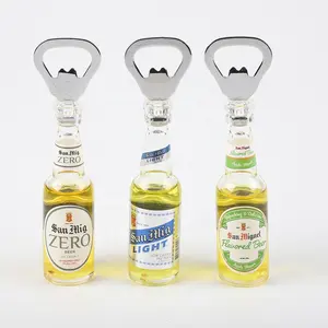 3D beer bottle shaped bottle opener metal keychain customize wine bottle opener