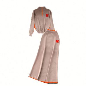 Top de Invierno para Mujer, Casual, Transpirable, Antiarrugas, con Cuello Alto, Cintura Alta, Bloques de Color, Tejido de Poliéster/Algodón - Product Image 5
