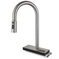 Eau chaude et froide évier de cuisine cascade robinet de haute qualité Chrome retirer 4 voies en acier inoxydable contemporain moderne en céramique