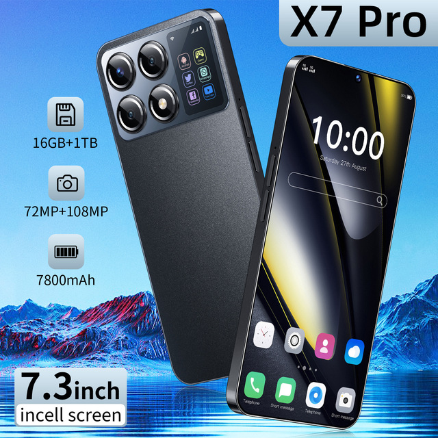 Hot Selling X7 Pro Smartphone 16GB+1TB Android 14 with Stunning 7.3-Inch Secondary Screen