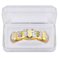 Nouveauté BES, prix bas, style hip-hop, plaqué or 14 carats, 6 dents, grille dentaire supérieure et inférieure, style street, bijoux hip-hop