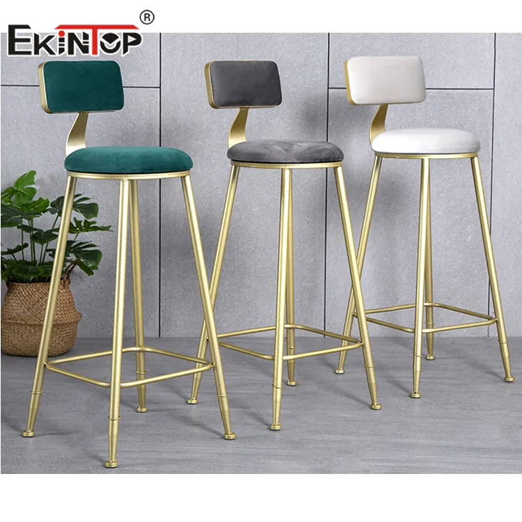 Ekintop-taburete moderno de barra de metal, mueble de lujo dorado, bases
