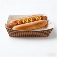 Boîte jetable en papier en forme de bateau, résistante à l'huile, de qualité alimentaire, pour emballage de snacks, poulet frit, frites, hot-dogs et repas