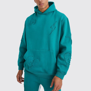 Conjunto de Sudadera con Capucha Azul Marino para Hombre, Corte Holgado, Forro Polar, Estampado de Letras, Chándal Informal con Bolsillo, Ropa de Otoño - Product Image 4