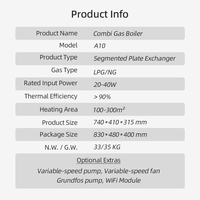 Chaudière à gaz combinée à écran tactile 24KW 28KW 32KW murale avec contrôle WIFI pour chauffage domestique et eau chaude double usage OEM ODM