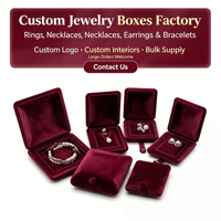 Série de boîtes à bijoux rondes en velours rouge vin gaufré, multi-tailles, pour mariage et Saint-Valentin, couleur et taille personnalisables