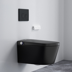 Inodoro Inteligente Moderno de Pared, Negro Mate, Alargado, con Control Remoto, Sensor, Asiento con Calefacción y Tanque de Agua - Product Image 5