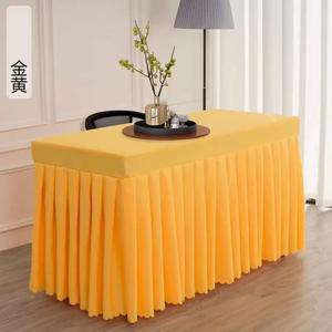 Custom 6 Feet Rectangle Polyester <b>Table</b> Cloth for Weddings Events Woven Spandex <b>Table</b> <b>Cover</b> for Hotels for Branding Application - Product Image 3