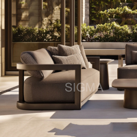 Ensemble de canapé d'extérieur en aluminium personnalisable 3 places avec fauteuil et table basse, mobilier de salon moderne pour patio, bord de piscine, jardin