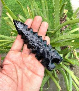 Exclusivo Juego de Cuchillos con Punta de Flecha de Obsidiana Negra Tallados a Mano - Cuchillas de Cristal para Sanación Ritual, Cuchillo de Piedra para Exhibición Espiritual - Product Image 3