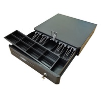 Tiroir-caisse HONGWEN HW-405R en métal noir 405, système POS RJ11, 5 compartiments billets, 8 compartiments pièces, serrure à 3 positions, 4 fonctions, 12V/24V