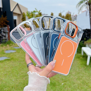 เคสโทรศัพท์แม่เหล็กคุณภาพสูง ใส สำหรับ iPhone 17 16 15 14 Pro Max พร้อมกรอบกล้องแบบตั้งได้ ลาย IMD ฝาหลังแบบดั้งเดิม - Product Image 3