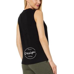 Été Nouvelle Arrivée Personnalisé Blanc Respirant 180 Gsm Gris Col Côtelé Gym Workout Tank Top Loose Cotton Tank Top Femmes - Product Image 6