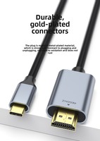 Câble adaptateur tressé noir USB Type-C pour écran 4K 8K, miroir haute définition, conducteur en cuivre étamé, mâle-mâle BJC