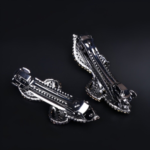 Jepit Rambut Kristal Paduan Logam Grosir - Pita Sutra 8.5cm Model Pegas Elegan Buatan Tangan untuk Wanita, Hadiah Hari Valentine dalam Kemasan Karton - Product Image 4