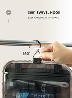 360 pivotant détachable suspendu trousse de toilette résistant à l'eau pochette de maquillage fermeture éclair mode trousse de toilette avec pochette transparente amovible