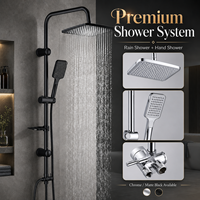 Ensemble de douche complet moderne en acier inoxydable 304 noir mat avec système de douche pluie et douchette à main pour hôtels et appartements (vente en gros)