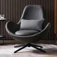 Fauteuil en cuir orange multifonctionnel moderne et contemporain avec fonction pivotante et pieds en métal pour hôtel et salon