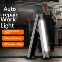 Lampe de travail LED magnétique pliable, robuste, en alliage d'aluminium, rechargeable, portable, multifonction, affichage numérique, réparation automobile, 5000K