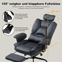 Nouvelles chaises de jeux vidéo Stuhl gris avec repose-jambes et repose-pieds, chaise de bureau réglable en hauteur en faux daim