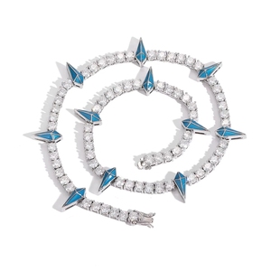 TKJ Cadena de Espiga Luminosa en la Oscuridad, Collar Tipo Tenis de 5mm con Zirconia Cúbica, Chapado en Oro 5A - Product Image 1