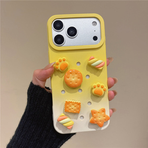 Gradient Cute Bear Charms Junk Doll Phone case for iPhone 17 16 15 14 Pro Max <b>Bow</b> Animal Biscuit Hole DIY Dissipation back Cover - Product Image 2