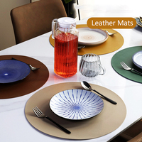 Napperons ensemble de sous-verres en cuir rond pour tapis de table résistant à la chaleur napperons lavables antidérapants en similicuir