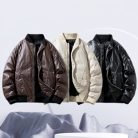 Nouvelle veste d'hiver en duvet pour homme, tendance, coupe-vent, col montant, style streetwear, veste bomber ample en duvet, grande taille