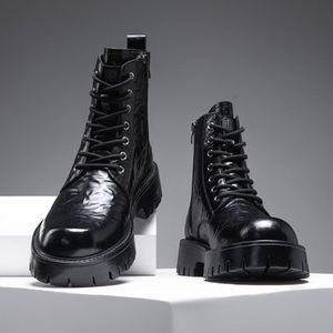 Brown High Top Slip-On Waterproof Genuine Leather Rubber Boots Thick Warm Casual Fashionable High End Mardi Comfortable - Product Image 6