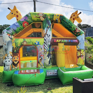 Castillo inflable comercial para fiestas infantiles al aire libre, casa de brinco inflable con temática de jungla, castillo inflable tipo safari. - Product Image 2