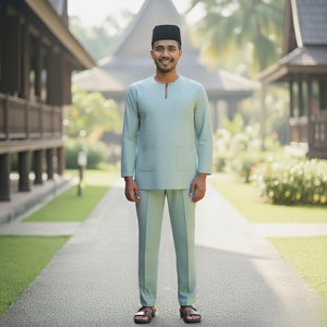 Harga Kilang Exclusif Baju Melayu Teluk Belanga Allemand Coton Femmes Casual Automne 2026 Volume Remise Qualité Constante - Product Image 3