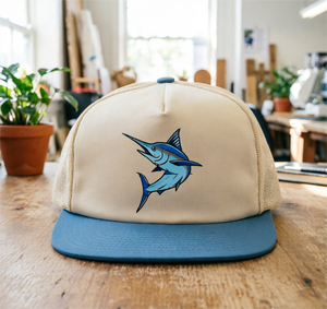 Blue Brim Trucker Sombreros 5-Panel Impresión personalizada Logo Pesca Sombrero Malla Volver Gorras de béisbol Hecho en Vietnam - Product Image 4