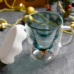 Mug à souhait en forme d'étoile de Noël, verre à double paroi isolé avec poignée, cadeau de Noël - Product Image 2