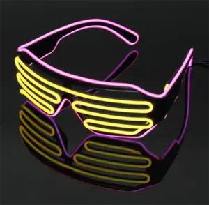 Wholesale LED Flashing Customized Sound Activated Flashing El Wire Neon Party Glasses