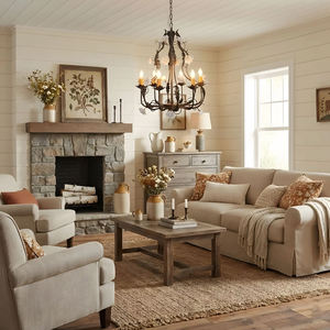 Lampadario in Stile Country Francese per Soggiorno e Hotel, Decorazione in Ferro Scuro con Ceramica Bianca, Lampadario Florentino a Rosa - Product Image 3