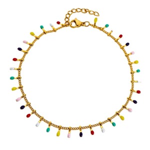 Multicolor Enamel <b>Beads</b> Bracelet Sweet Bangle Feet <b>Anklet</b> Femme Personality Jewelry Party Gifts - Product Image 5