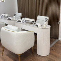 Table de manucure moderne blanche et économique avec aspirateur pour salon de beauté