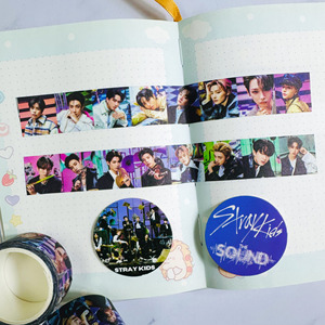 Vente en gros de Kpop Idol Group <span class=keywords><strong>Stray</strong></span> <span class=keywords><strong>Kids</strong></span> <span class=keywords><strong>MANIAC</strong></span> THE SOUND Autocollant décoratif Washi Tape Ruban de masquage - Product Image 1