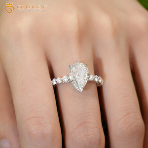 แหวนหมั้นเพชรทรงหยดน้ำทองคำขาว 18K หรูหรา ขายส่ง พร้อมใบรับรองจากผู้ตรวจสอบอิสระ สำหรับงานแต่งงาน - Product Image 3