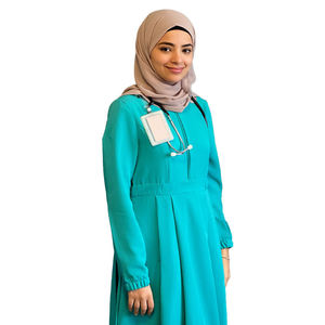 Abito da <span class=keywords><strong>infermiera</strong></span> musulmano modesto LOMW con hijab, maniche lunghe, uniforme scrub, polsini elastici, tasche nascoste - Product Image 3