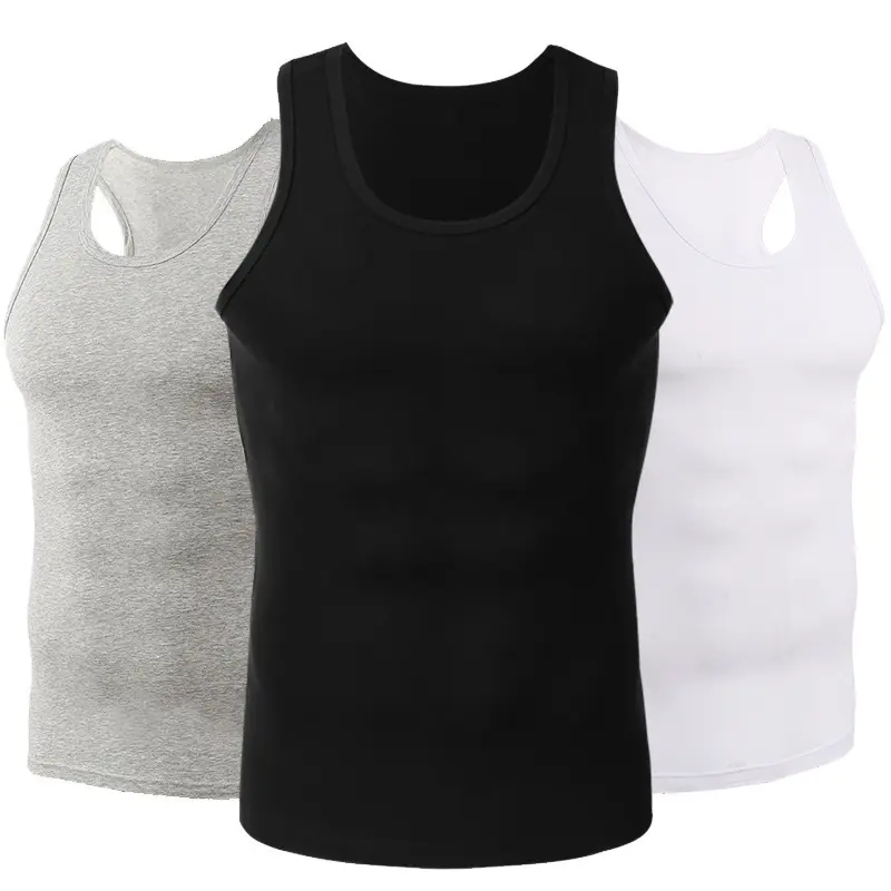 Wholesale Cheaper 100% Cotton Men's Lightweight Active Ribbed Top Tanks Undershirts Workout Tank Tops Gym Athletic Sleeveless