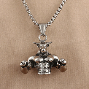 Pendentif taureau en acier inoxydable, collier à thème animal pour hommes et femmes, cadeau 19011 - Product Image 1