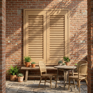 Volets en bois naturel à persiennes horizontales, double panneau, pour fenêtres extérieures, sur mesure, décoration intérieure - Product Image 1