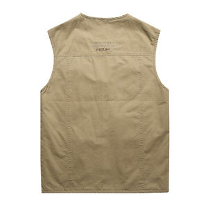 Classic เสื้อกั๊กลำลองผู้ชาย,เสื้อกั๊กไม่มีปกเสื้อโค้ทที่ใช้ได้จริงเสื้อโค้ทแขนกุดผ้าฝ้าย - Product Image 3